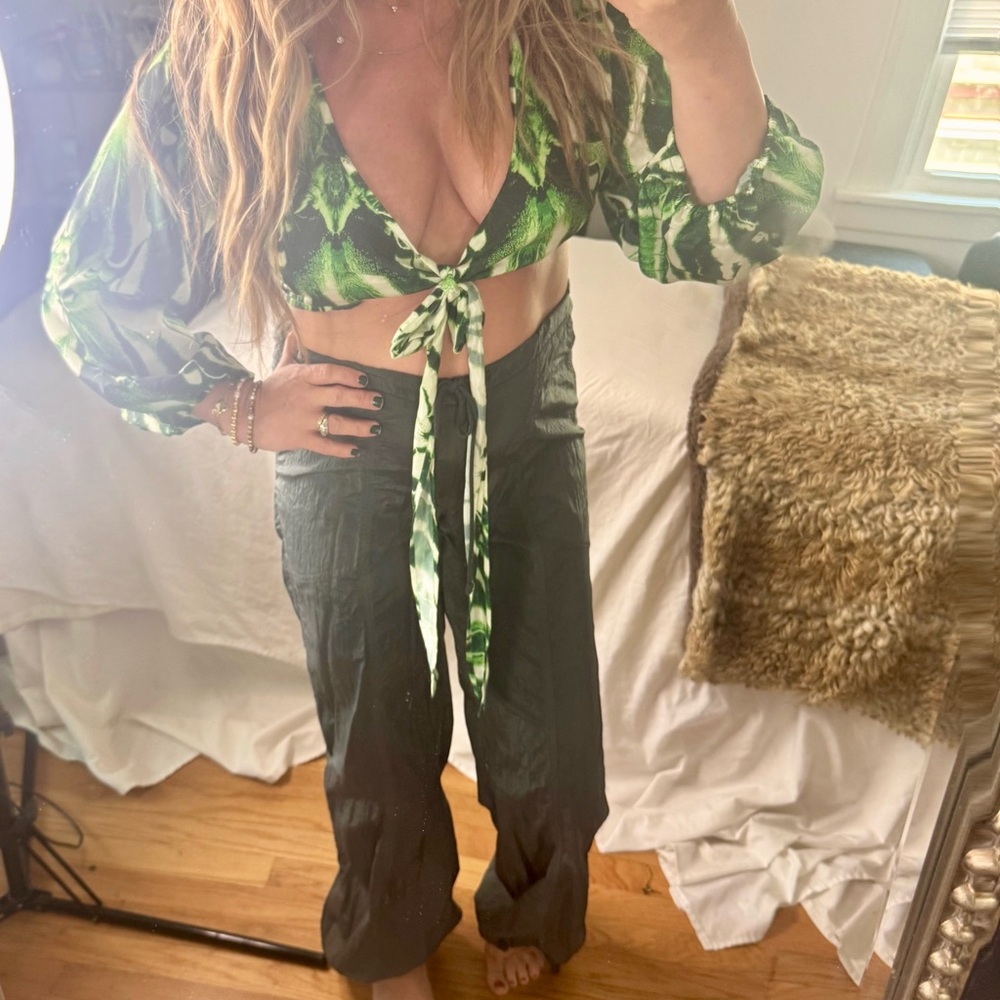 Boutine LA Emerald Tie-Front Blouse